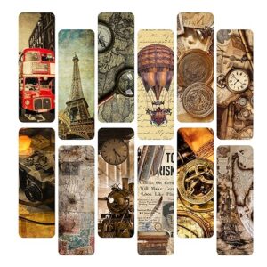 TOWNBUS - Pack of 12 | Vintage Bookmarks for Kids, Teachers, Students | Page Clips | Book Markers for Book Lovers